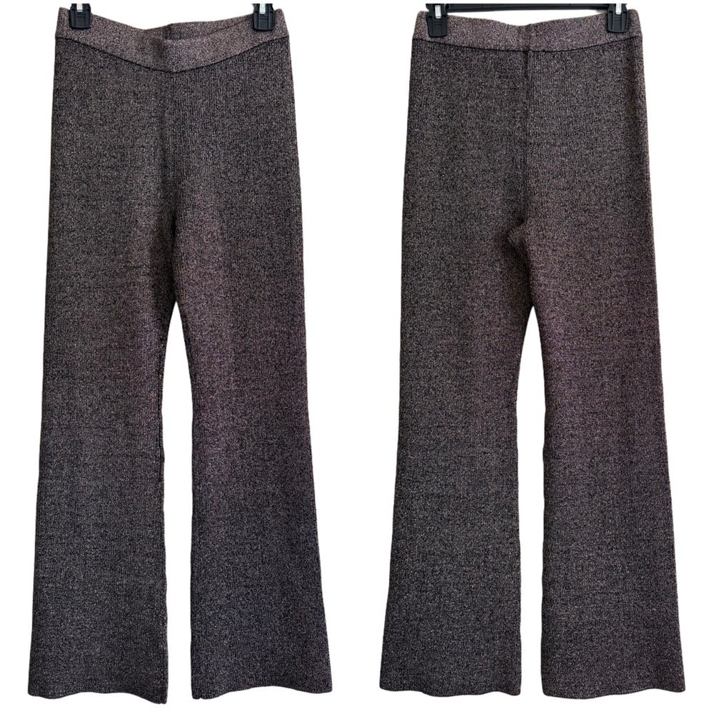 HOUSE OF HARLOW 1960 Y2K Metallic Festive Stretchy Boot Cut Knit Pants Sz S NWT